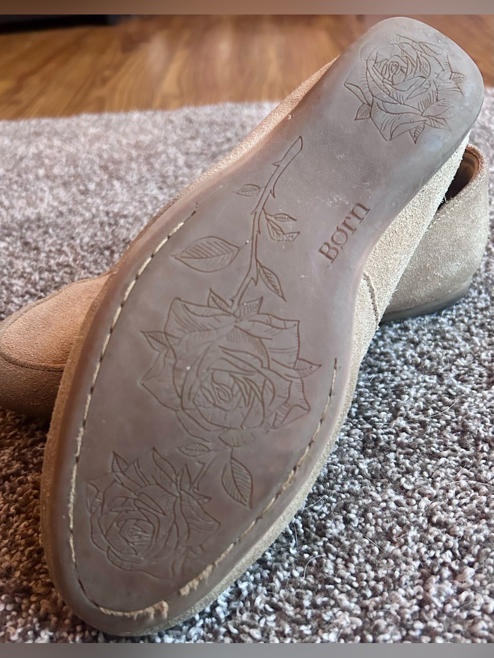 Women's Size 6.5 Suede Braided Taupe Office Penny Loafers - Picture 4 of 7